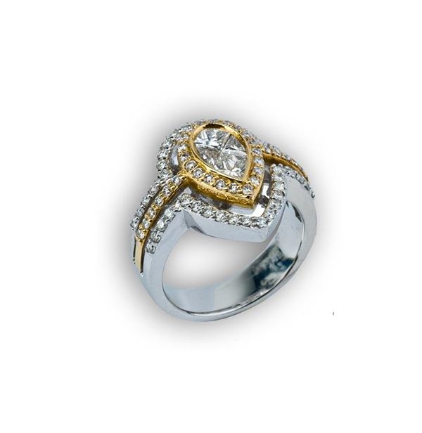 ANELLO IN ORO BIANCO E GIALLO