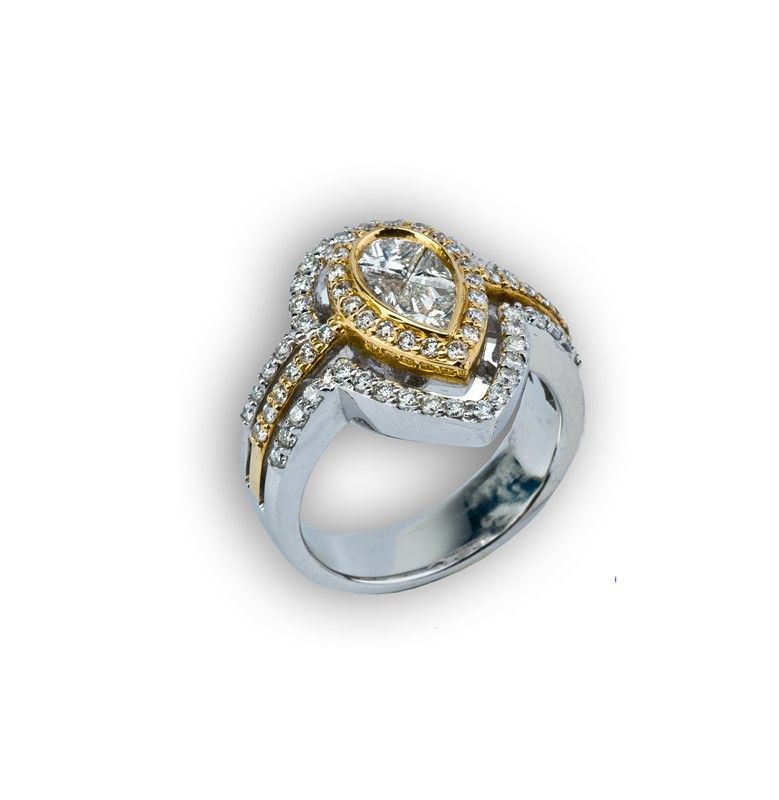 Anello in Oro Bianco e Giallo