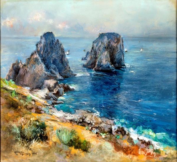 Guido Casciaro - Veduta dei faraglioni di Capri