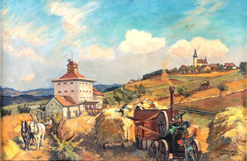 Frantisek Xaver Prochzka - Campagna Boema con Agricoltori al Lavoro (chotoviny U Tabora)