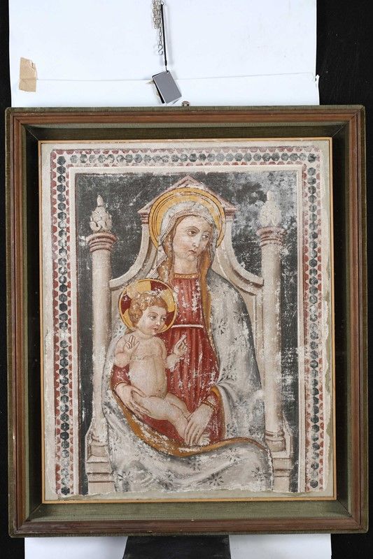 Scuola Umbra del XV Secolo - Madonna Col Bambino Benedicente in Trono