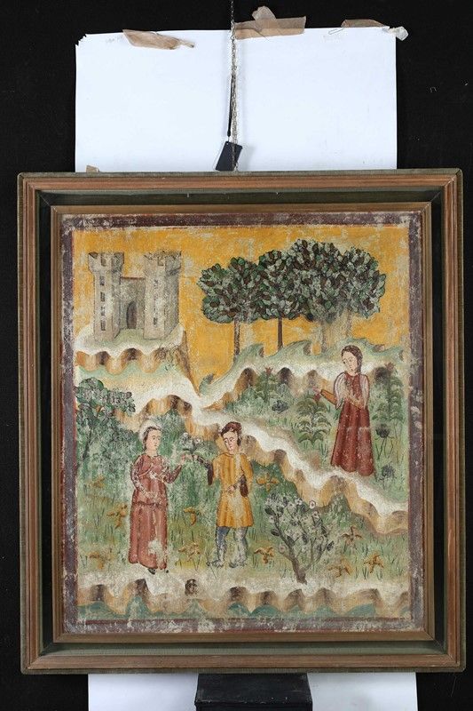 Scuola Italiana del XVI Secolo - Paesaggio con Scena di Corteggiamento