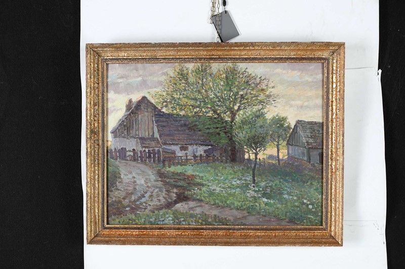 Josef Mares - Paesaggio Campestre con Fienile