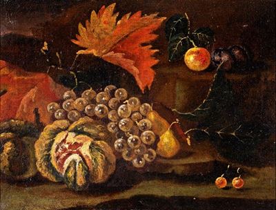 Natura Morta di Frutta Entro un Paesaggio