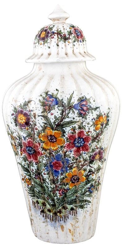 VASO IN MAIOLICA CON COPERCHIO