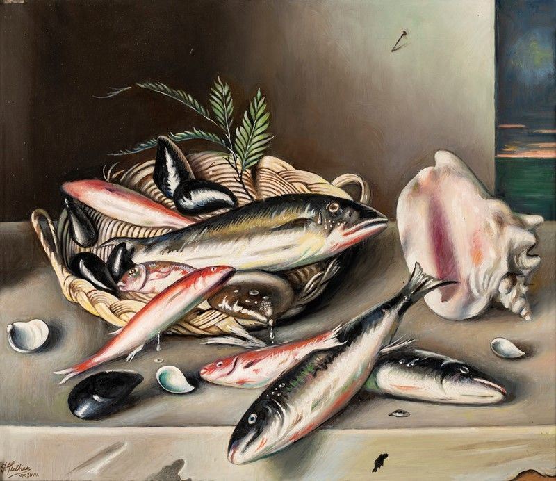 Gregorio Sciltian - Natura Morta con Pesci