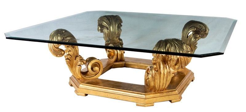 TAVOLO BASSO IN LEGNO DORATO