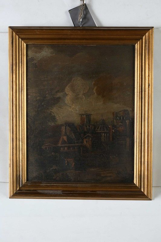 Scuola Italiana del XVII Secolo - Paesaggio con Borgo Antico