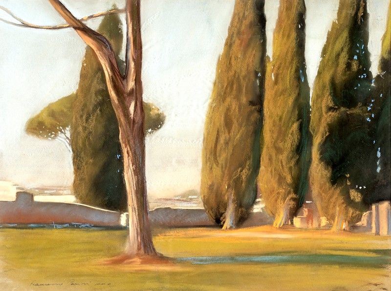 Francesco Parisi - Paesaggio con Cipressi