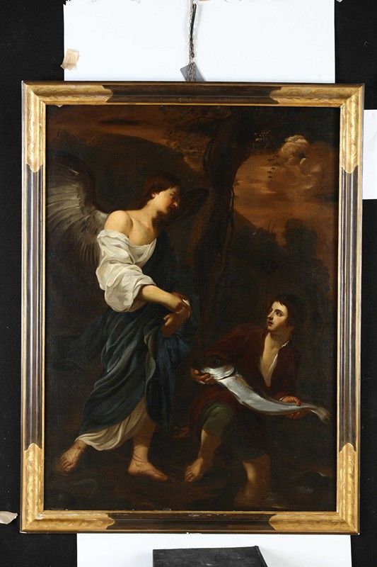 Pittore Caravaggesco del XVII Secolo - Tobiolo e L'angelo