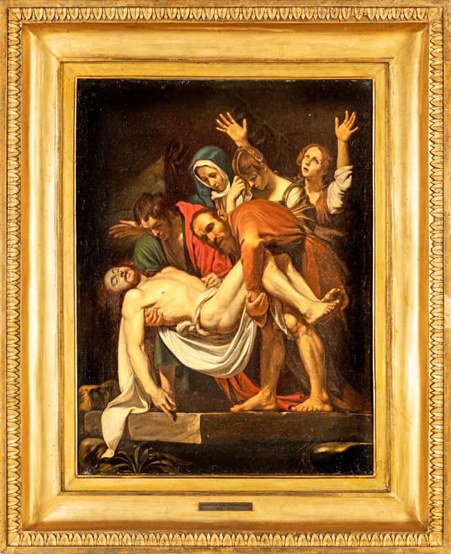 Pittore Caravaggesco del XVII Secolo - Deposizione nel Sepolcro