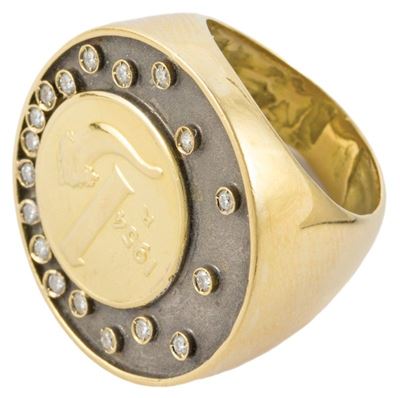 Anello Forma Rotonda Oro Giallo Gr.15,80 e Brillanti Ct.0,18