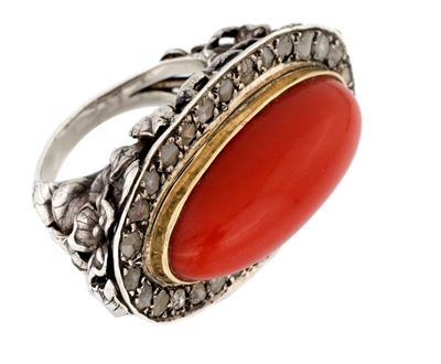 Anello in Argento con Corallo Sardo