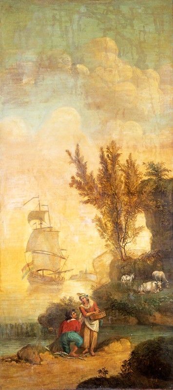 Scuola italiana del XVIII secolo - PAESAGGIO CON ARMENTI