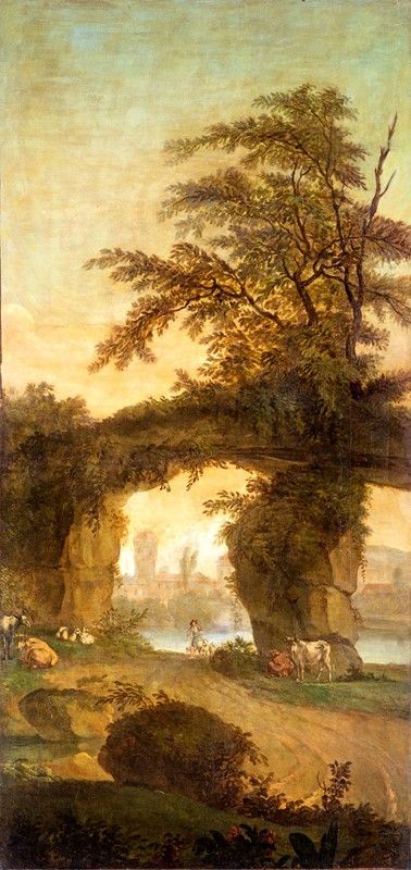 Scuola italiana del XVIII secolo - PAESAGGIO CON ARMENTI