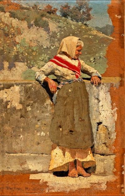 Ritratto di Contadina Entro un Paesaggio