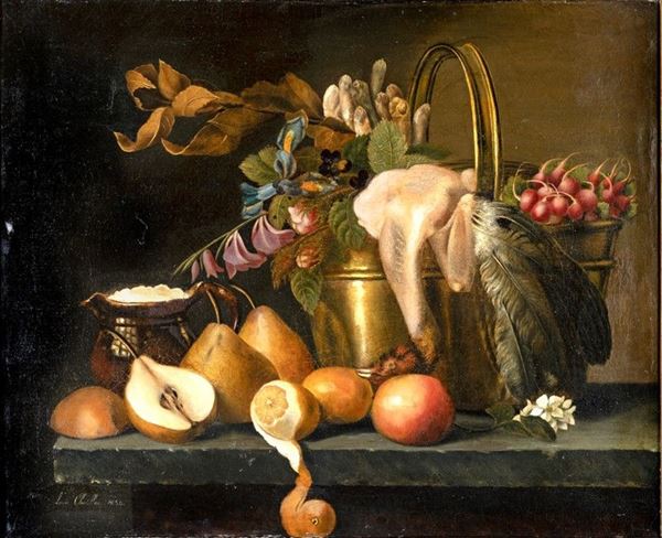 Lucie Chatillon - NATURA MORTA DI FRUTTA E CACCIAGIONE
