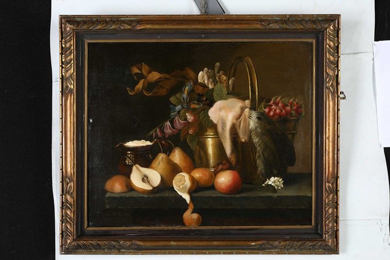 NATURA MORTA DI FRUTTA E CACCIAGIONE