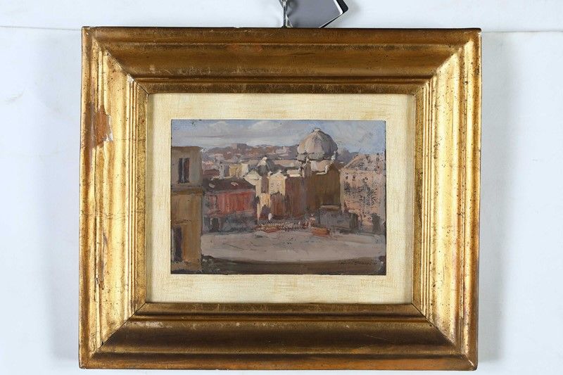 Giovanni Brancaccio - Veduta di Piazza del Plebiscito a Napoli
