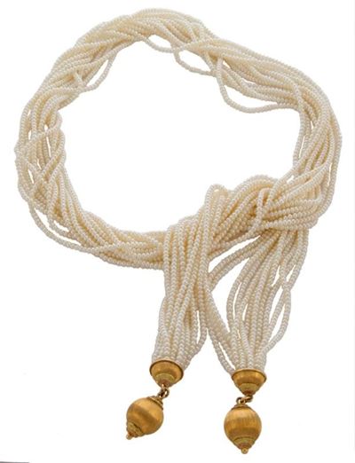 Laccio Perle di 12 Fili Doppi(24 Fili), Oro Giallo Gr.16,50