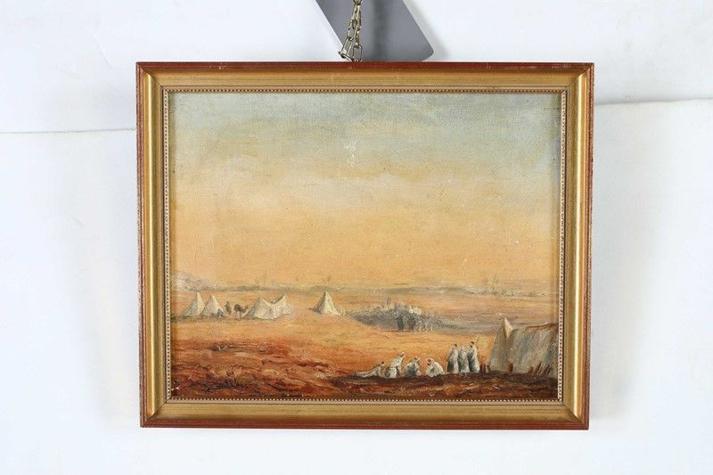 Pittore Orientalista del XIX Secolo - Accampamento nel Deserto