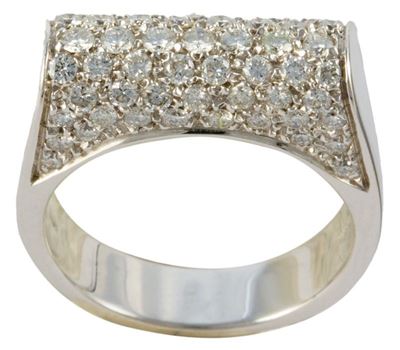 Anello Boulle Oro Bianco Gr.11,80, 58 Brillanti Ct.1,00