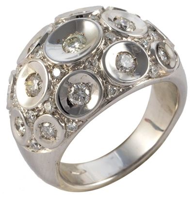 Anello Palla Oro Bianco Gr.16, Brillanti Ct. 1,04