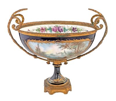Coppa in Porcellana e Bronzo Dorato