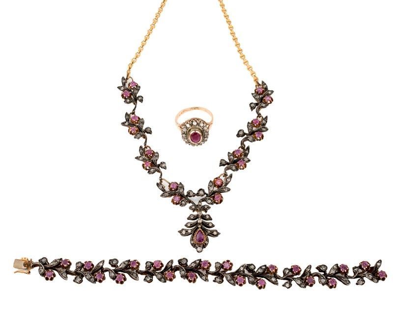 Parure in Oro Argento e Pietre Preziose