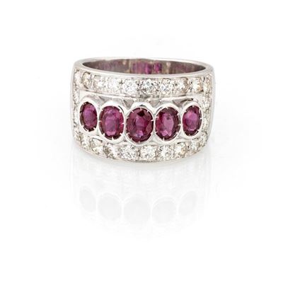 Anello Fascia con Rubini