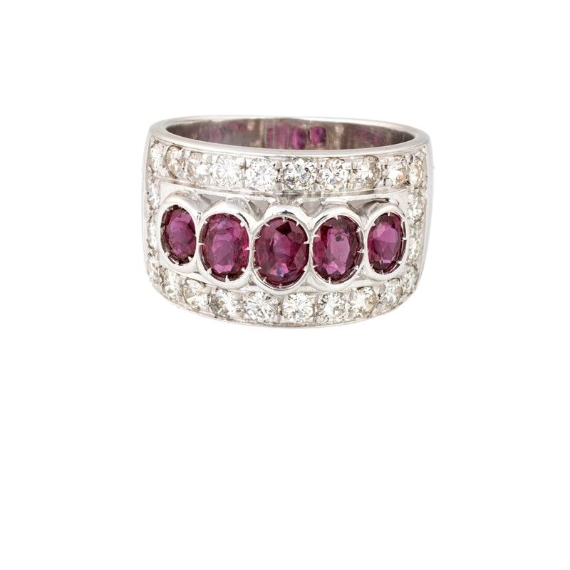 Anello Fascia con Rubini