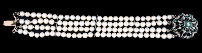 Bracciale con Perle e Smeraldi