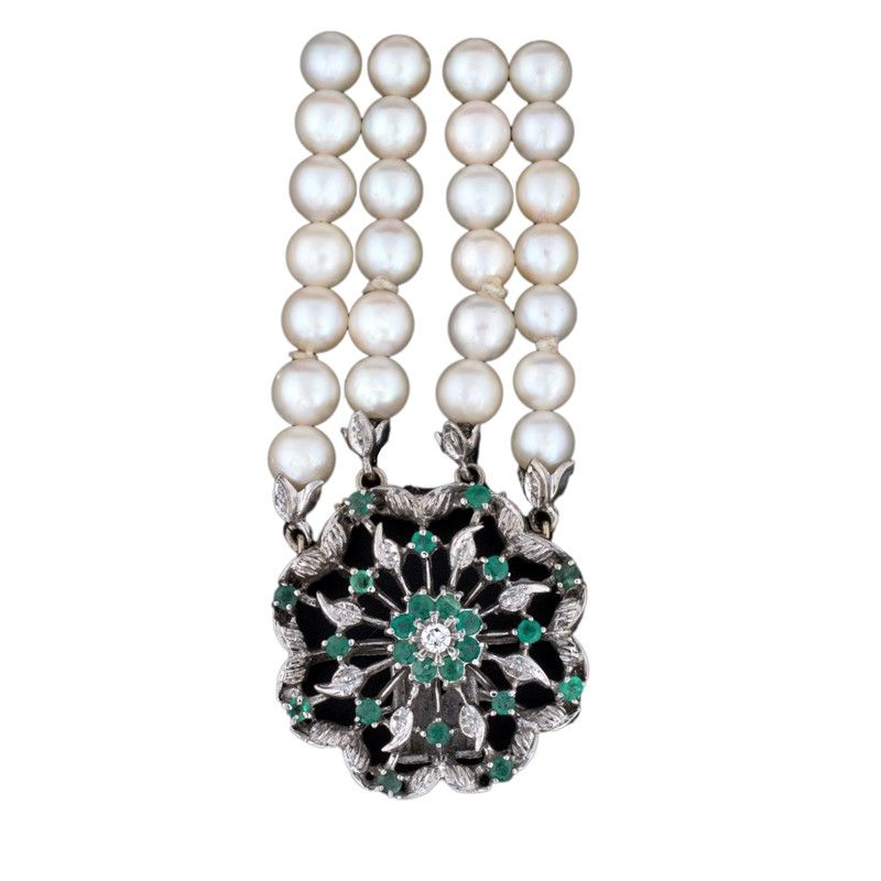 Bracciale con Perle e Smeraldi