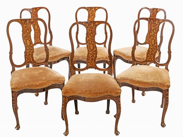 Sei sedie  - Asta Antiquariato Dipinti Antichi e del XIX secolo, Arredi, Tappeti, e Argenti - Casa d'Aste Arcadia