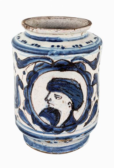 Albarello in Maiolica Bianca e Blu