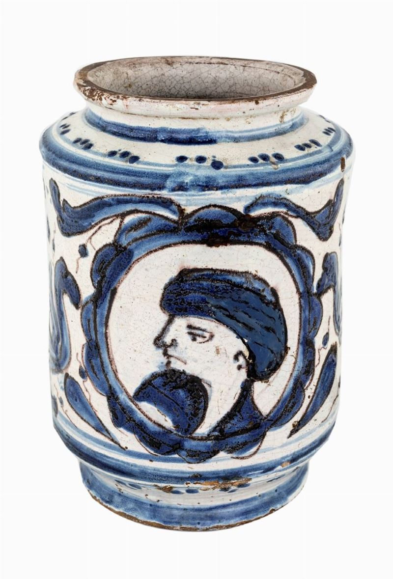 Albarello in Maiolica Bianca e Blu