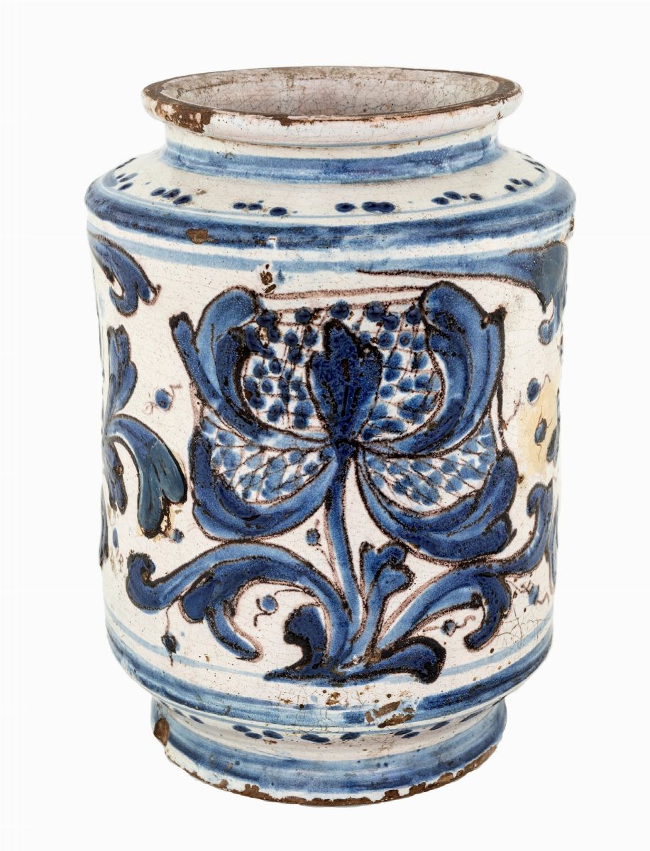 Albarello in Maiolica Bianca e Blu