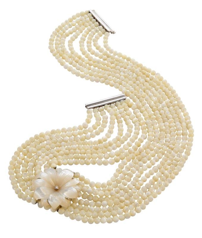 Collana Madreperla con Fiore e Brill e Oro Gr 20