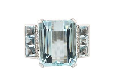 Anello Platino e Acquamarina