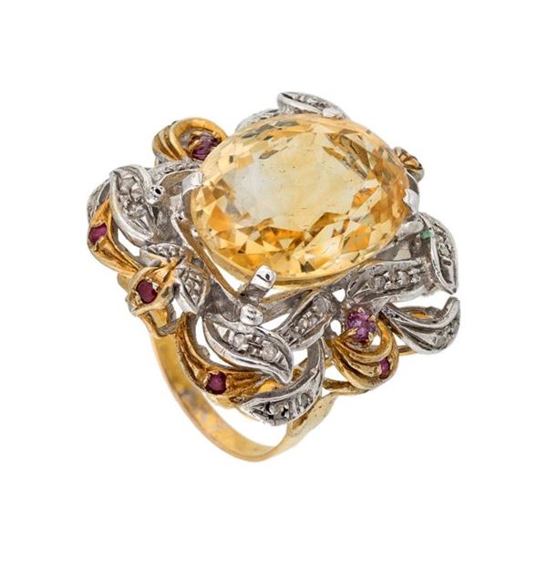 Anello con grande citrino