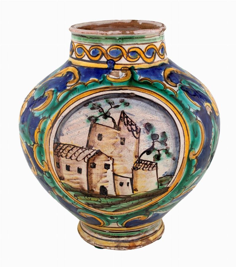 Vaso a Boccia in Maiolica