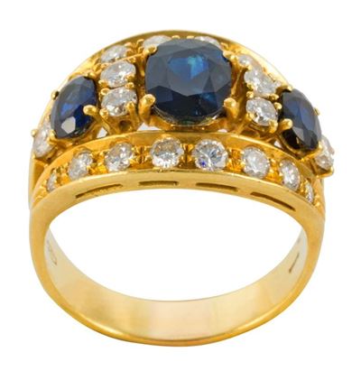 Anello con Zaffiri Blu Scuro e Brill.