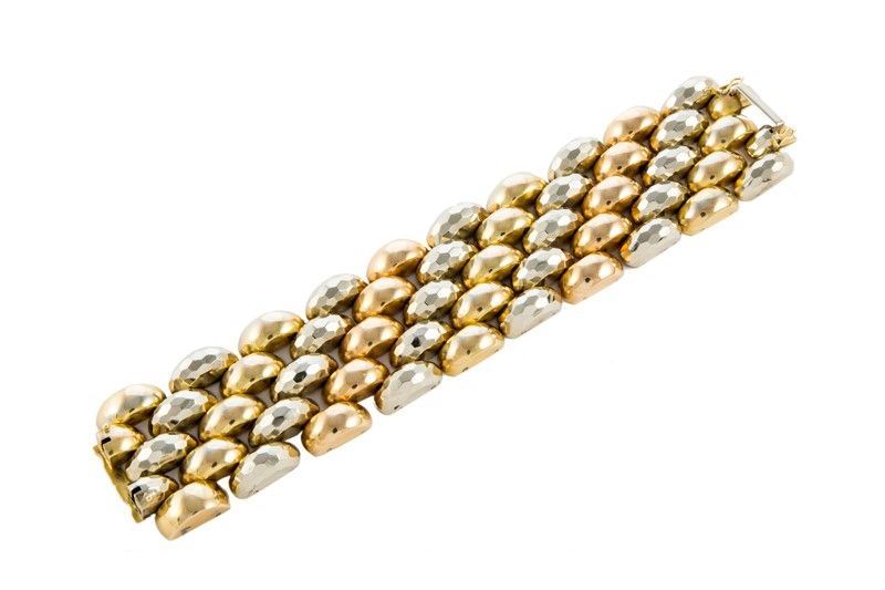 Bracciale Mezzo Barilotto Oro nei Tre Colori Gr,99 Anni 40 Timbro Fascio