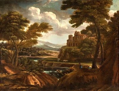 Paesaggio Fluviale con Borgo