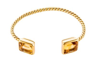 Lotto di Due Bracciali Rigidi in Oro Giallo Gr. 43,70 con Citrini e Granato