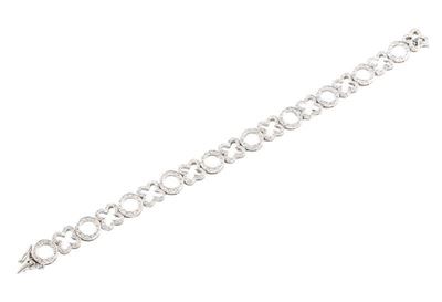 Bracciale Tessuto in Oro Bianco con Brill. di Capuano Gr.18,90