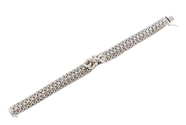 Bracciale tessuto in oro bianco gr.38,90