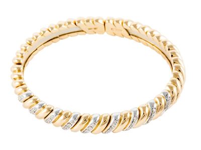 Coppia di Bracciali Schiava Oro nei Tre Colori Brill. 32/32 con Anima in Acciaio