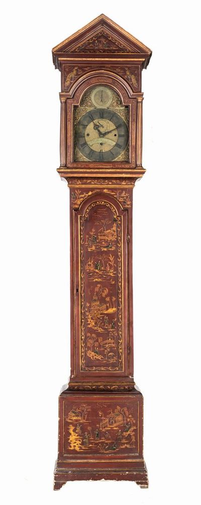 Orologio a Torre in Legno Laccato Rosso