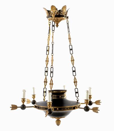 Lampadario in Bronzo Brunito